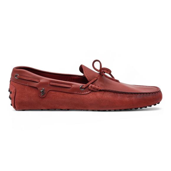 Tod\'s Red Leather Slip-On Loafers with Decorative Lacing main image 8